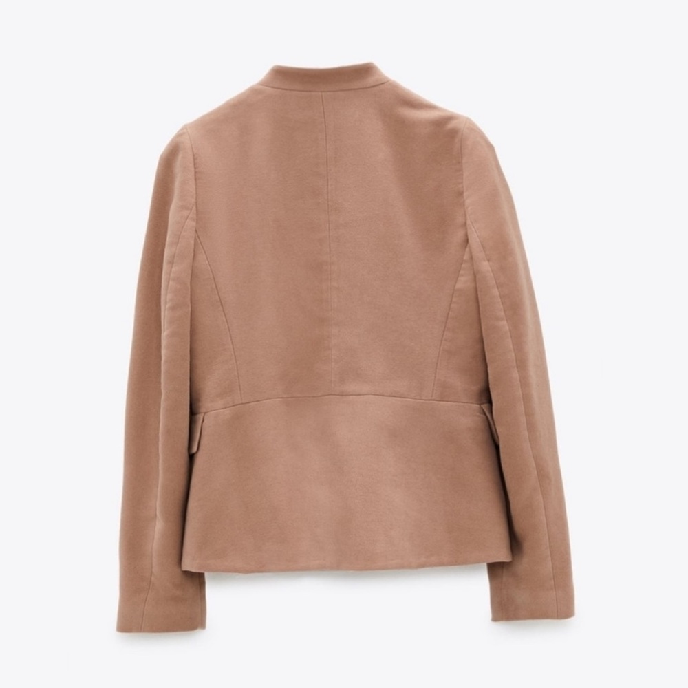 Zara Tailored Mandarin Collar Blazer Beige- Pink NWT - Picture 5 of 6